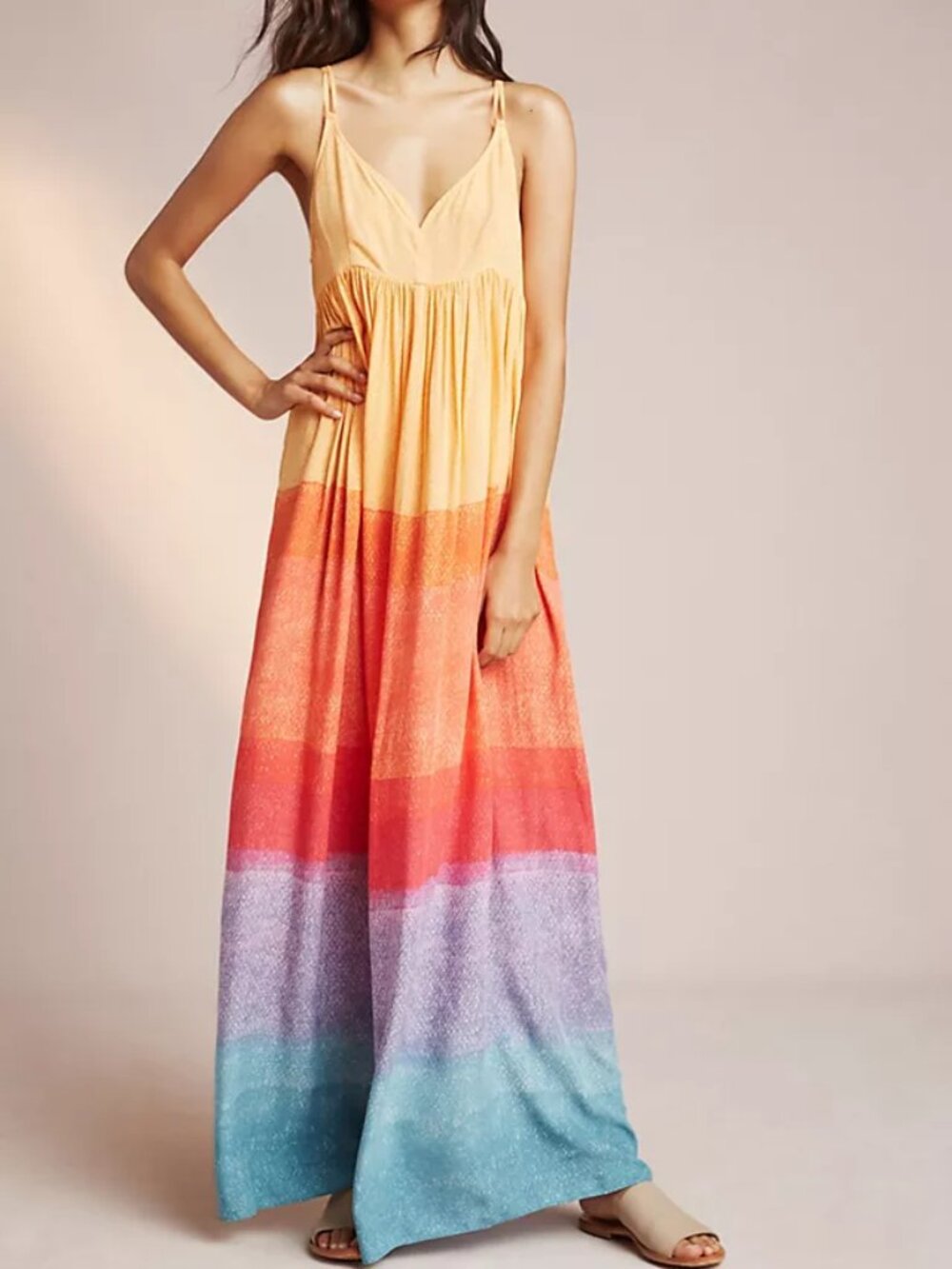 Anthropologie x Carla Weeks Setting Sun Maxi Dress - XS - art rainbow pride